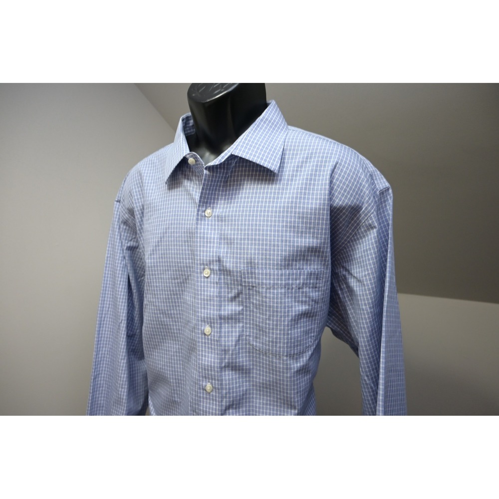 Brooks Brothers Madison Dress Shirt Mens 2XL 18.5-35 Blue White Plaid Excellent